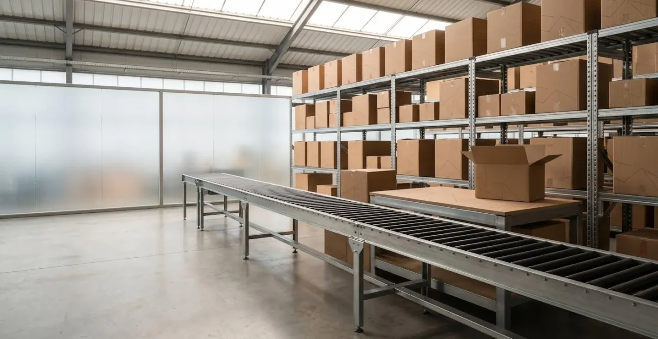 Espace de préparation de colis moderne avec emballages écologiques optimisés