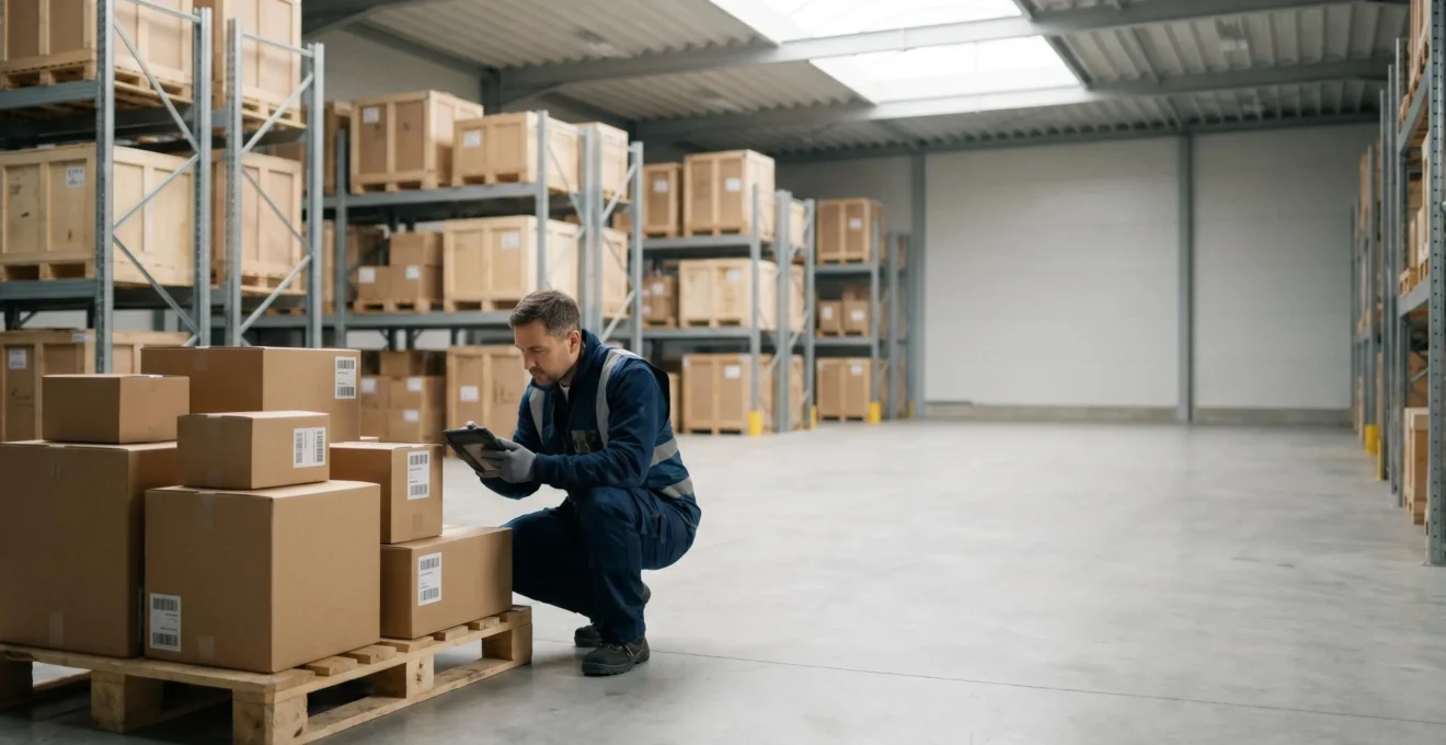Contrôle qualité professionnel lors de la réception de marchandises dans un entrepôt moderne